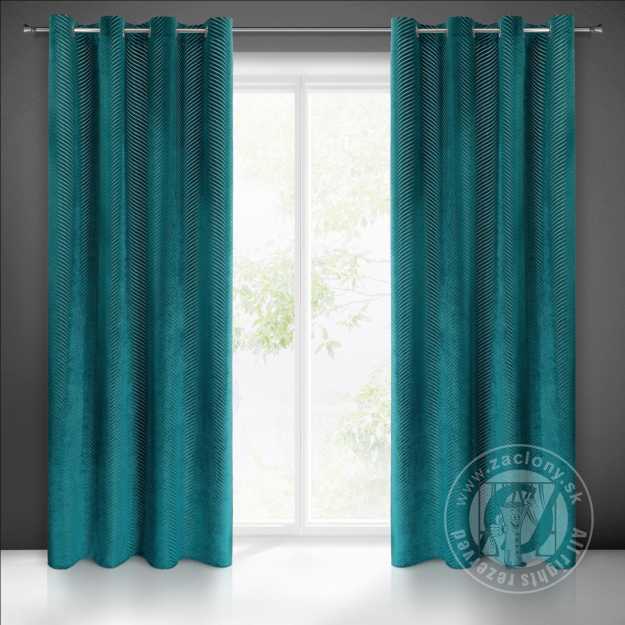 Záves LUSSI na krúžkoch 140x250 cm tmavotyrkysový