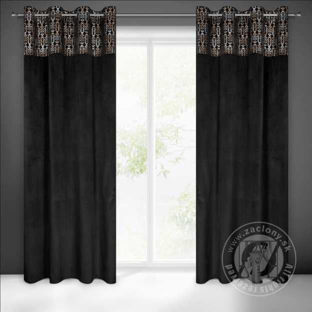 Záves LIZA na krúžkoch 140x250 cm čierny/zlatý