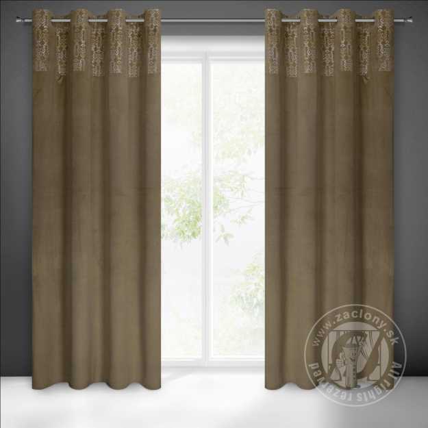 Záves LIZA na krúžkoch 140x250 cm svetlohnedý/zlatý