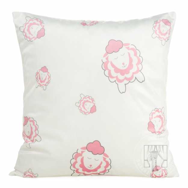 Obliečka na vankúš KIDS s ovečkami 45x45cm biela/púdrová