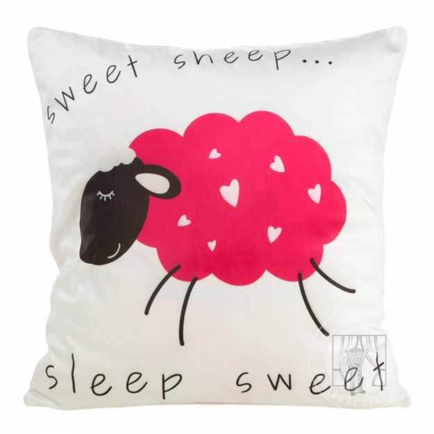 Obliečka na vankúš KIDS so sladkou ovečkou 45x45cm biela/ružová