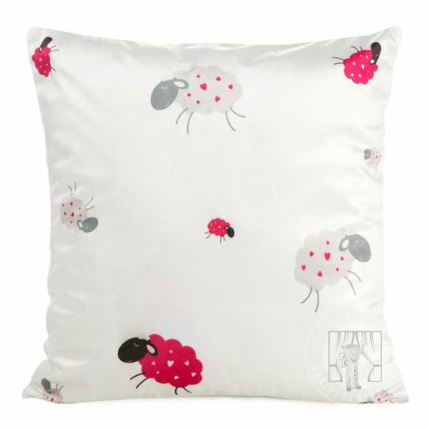 Obliečka na vankúš KIDS s ovečkami 45x45cm biela/ružová