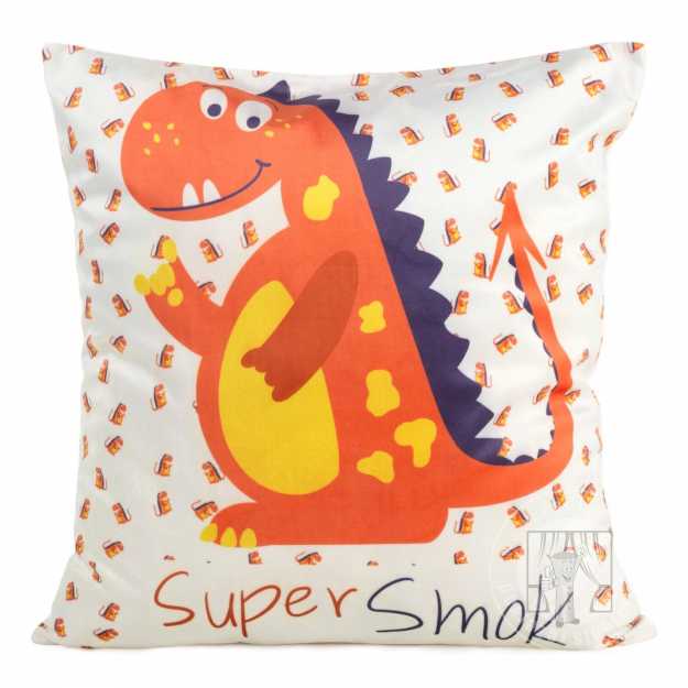 Obliečka na vankúš KIDS s drakmi 45x45cm biela/farebná