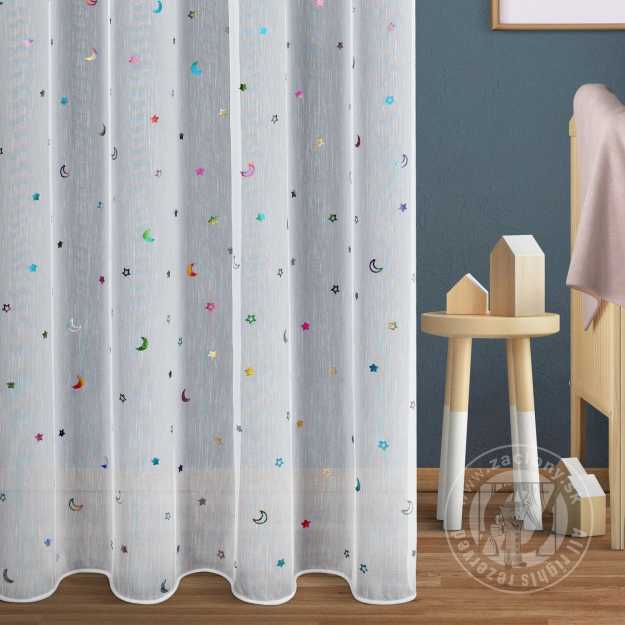 Záclona metráž ADEN/ETA biela s hviezdami 300cm