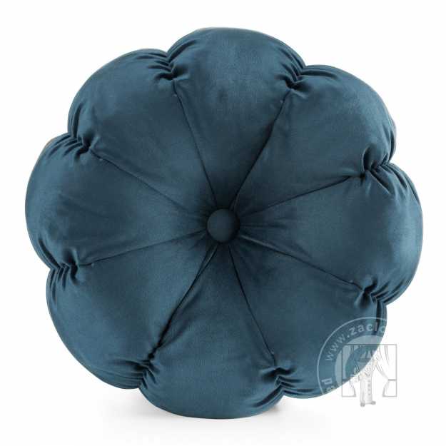 Zamatový dekoračný vankúš FLOWER modrý