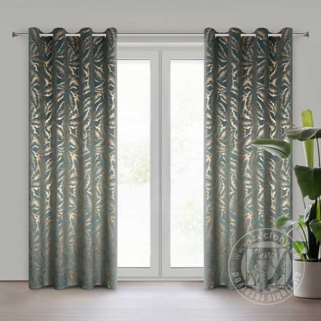 Záves MILENA na krúžkoch 140x250 cm mätový/šampanský