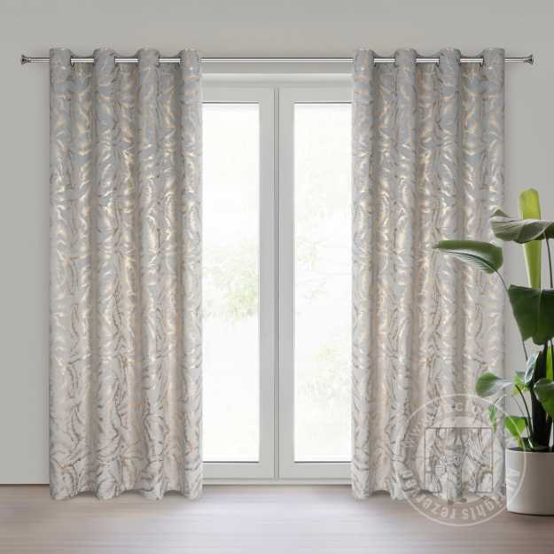 Záves MILENA na krúžkoch 140x250 cm strieborný/šampanský