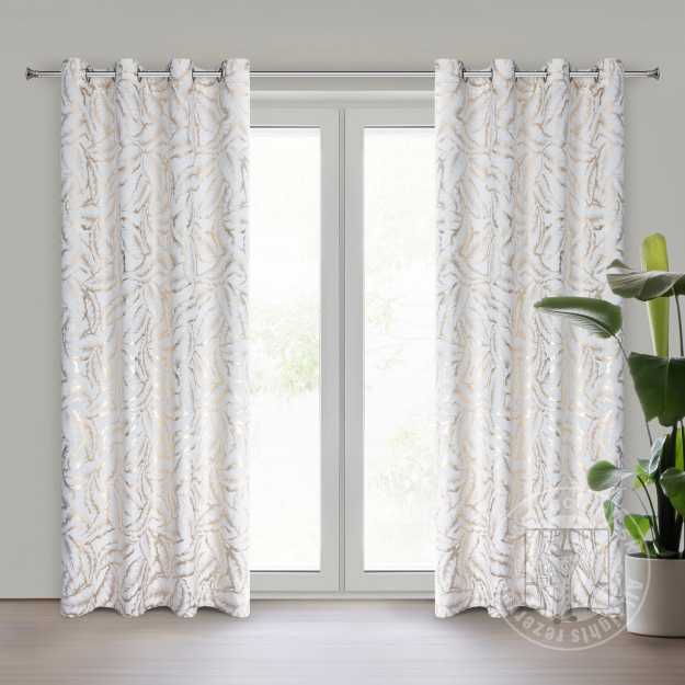 Záves MILENA na krúžkoch 140x250 cm biely/šampanský