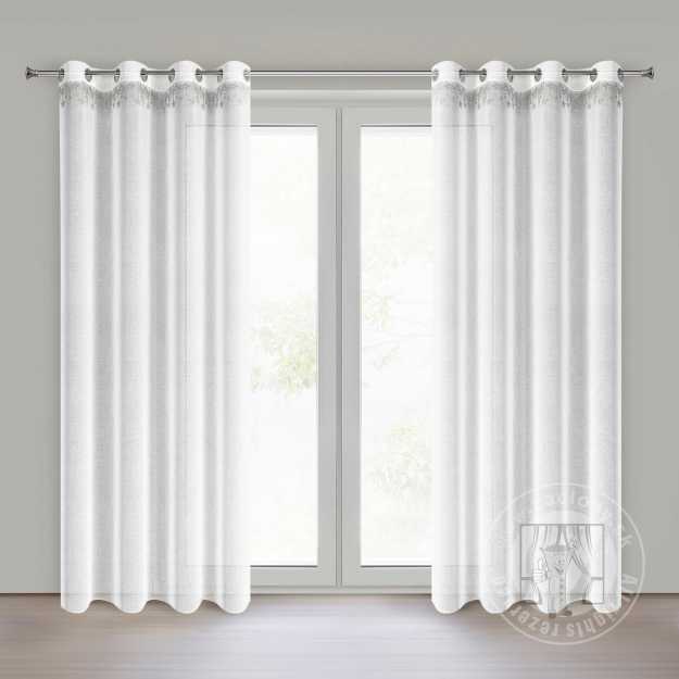 Vianočná záclona XMAS na krúžkoch 140x250cm biela/strieborná