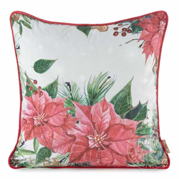 Vianočná obliečka na vankúš JINGLE 45x45cm biela/červená