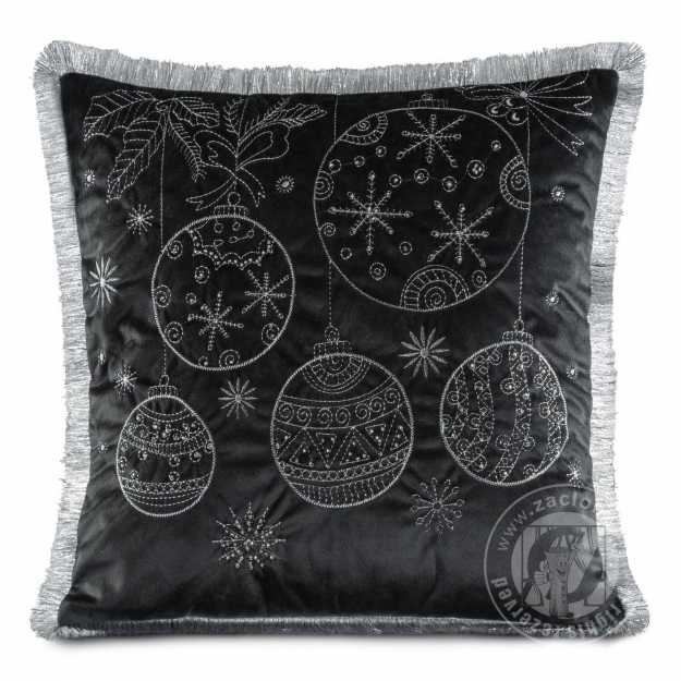 Vianočná obliečka na vankúš s výšivkou 45x45cm čierna/strieborná