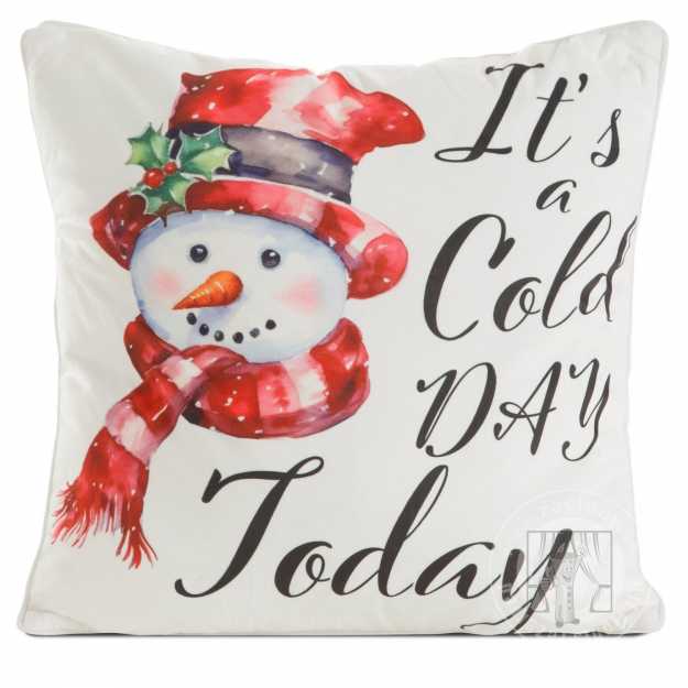 Vianočná obliečka na vankúš SNEHULIAK  45x45cm krémová/červená