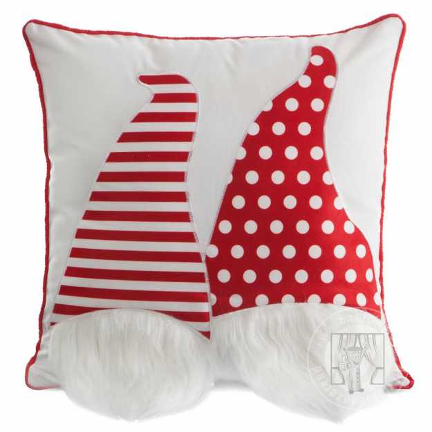 Vianočná obliečka na vankúš ŠKRIATKOVIA 45x45cm biela/červená