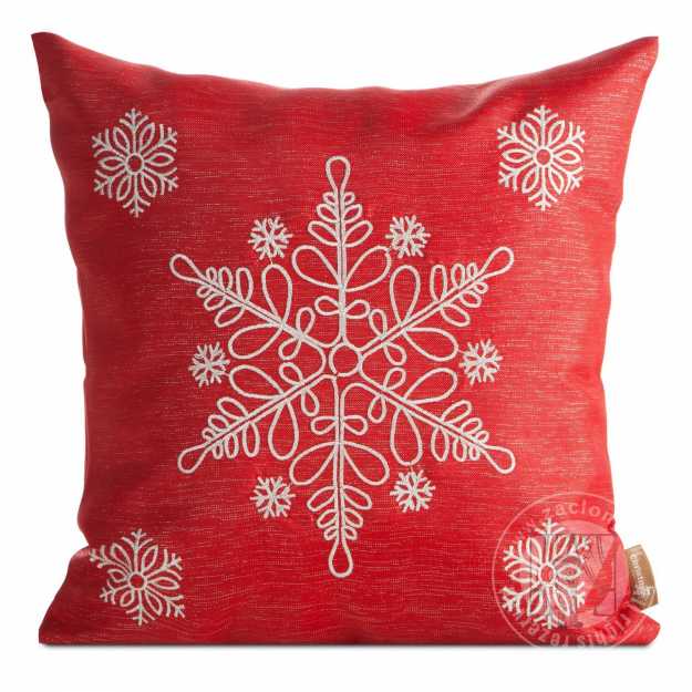 Vianočná obliečka na vankúš VLOČKA 45x45cm červená/strieborná