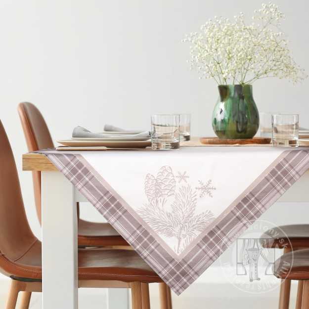Vianočný obrus HOLLY 85x85cm béžový/biely