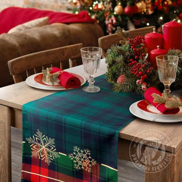 Vianočný obrus STAR 40x140cm zelený/červený