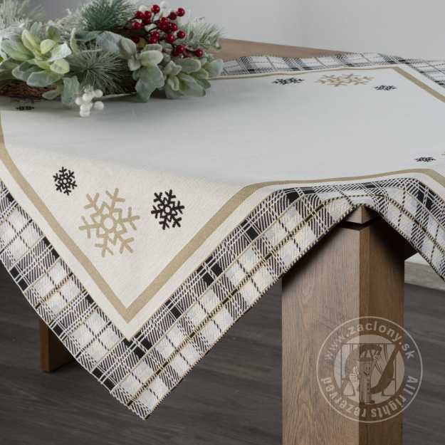 Vianočný obrus ANGEL 90x90cm naturálny/čierny