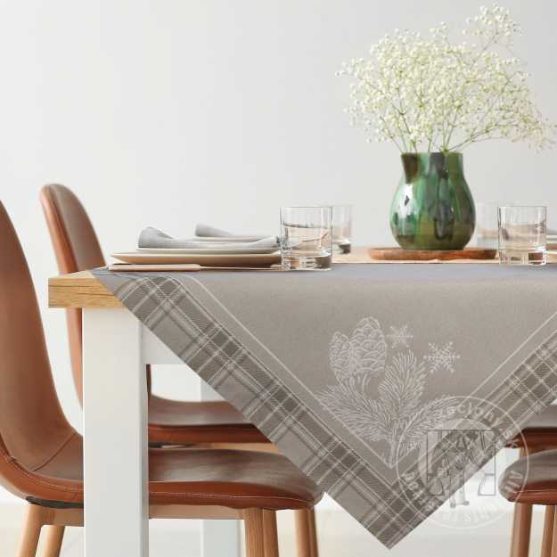 Vianočný obrus HOLLY 90x90cm tmavobéžový