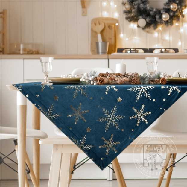 Vianočný obrus VLOČKY 85x85cm granátový/zlatý