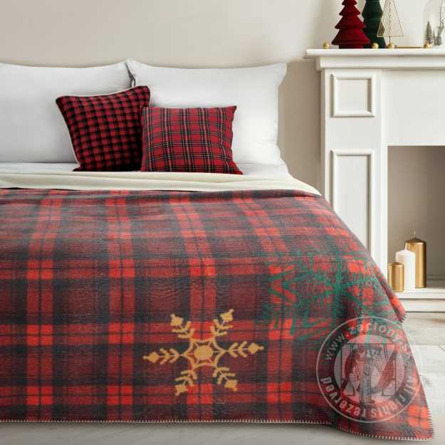 Vianočný prehoz CHERRY 200x220cm červený/zelený