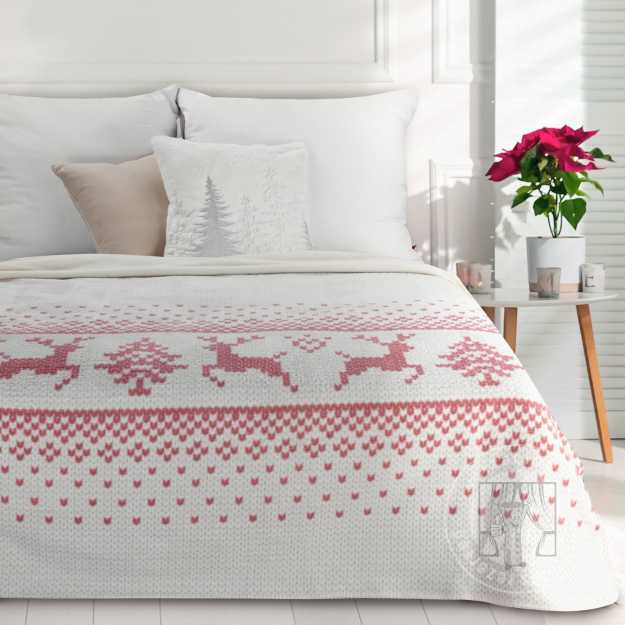 Vianočný prehoz NOEL 200x220cm biely/červený