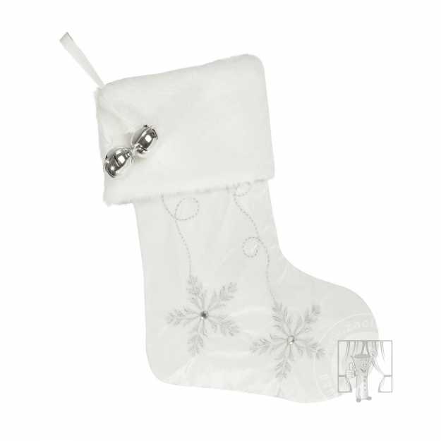 Vianočná ponožka ANGEL 25x50cm biela/strieborná
