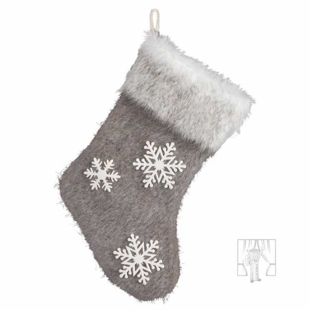 Vianočná ponožka VLOČKA 22x45cm svetlohnedá/biela