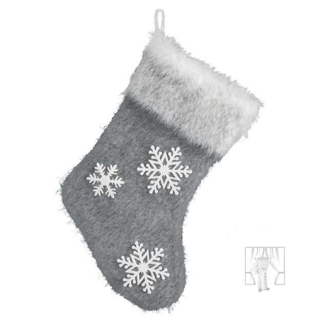 Vianočná ponožka VLOČKA 22x45cm sivá/biela
