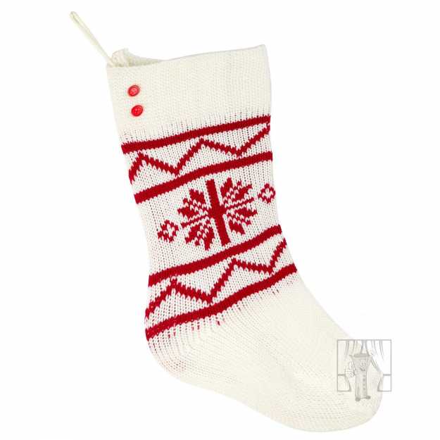Vianočná ponožka so vzorom 25x50cm biela/červená
