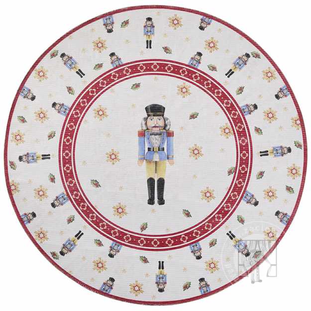 Kruhový kusový koberec Villeroy & Boch Toy´s Delight Limited Edition 106274 Cream Red, bez vlasu