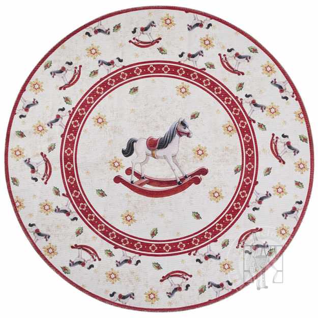 Kruhový kusový koberec Villeroy & Boch Toy`s Delight Limited Edition 106275 Cream Red, bez vlasu