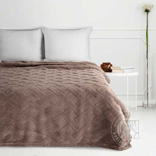 Deka z mikroflanelu CARO 200x220cm tmavobéžová