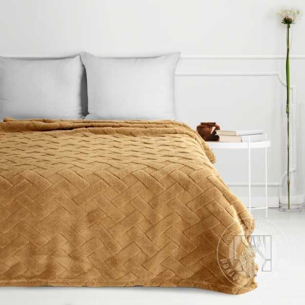Deka z mikroflanelu CARO 200x220cm medová