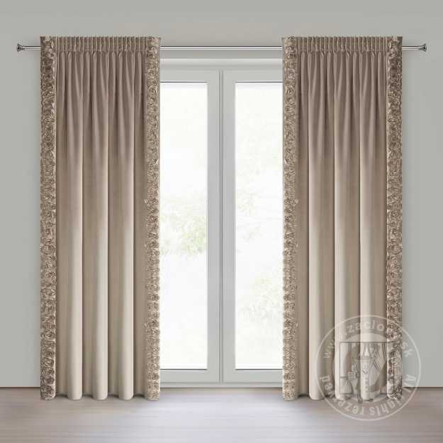 Záves ROSES na páske 140x270cm tmavobéžový