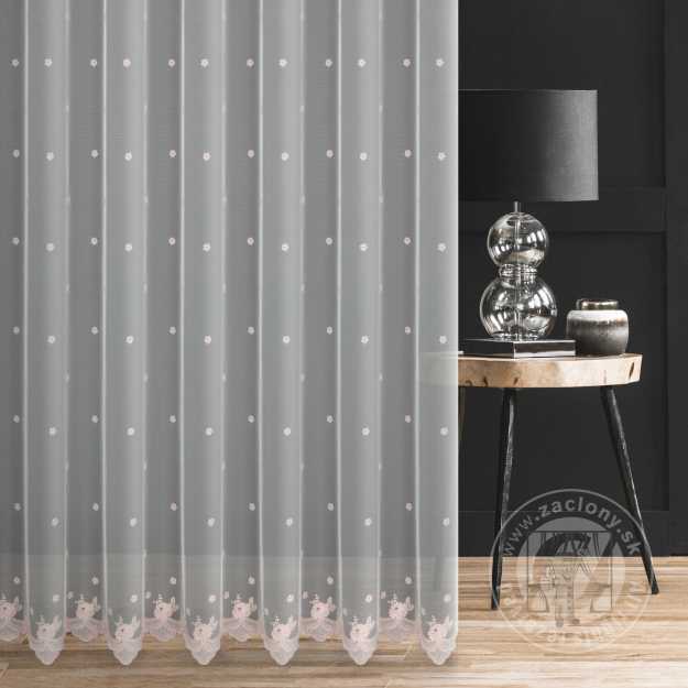 Záclona metráž 2445 biela/púdrová 280cm