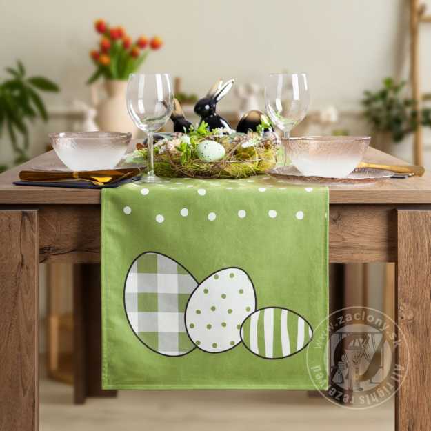 Veľkonočný obrus JAR/3 35x140cm zelený/biely
