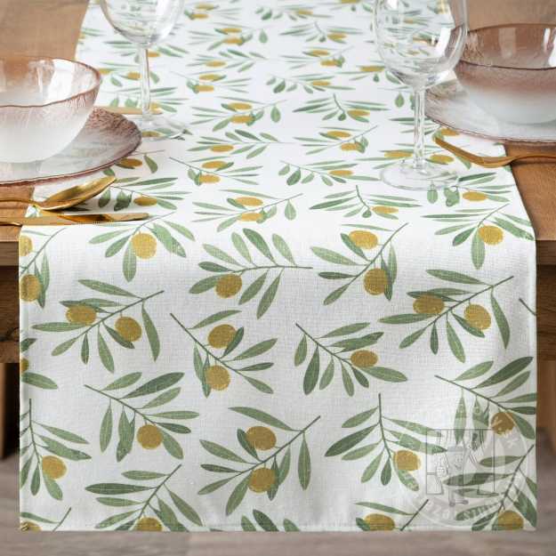 Obrus ERIN biely/zelený