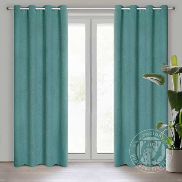 Záves AMARO na krúžkoch 135x250cm tmavotyrkysový