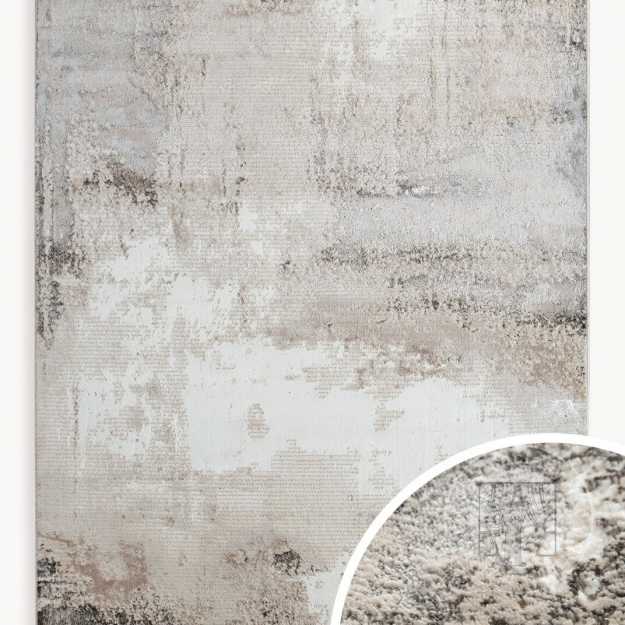 Kusový koberec ASIA4 svetlosivý/biely