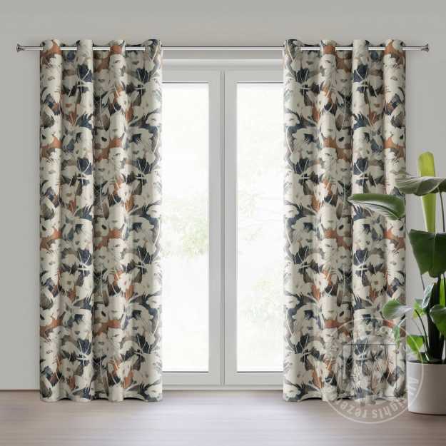 Záves AMBRA na krúžkoch 140x250cm béžový/granátový