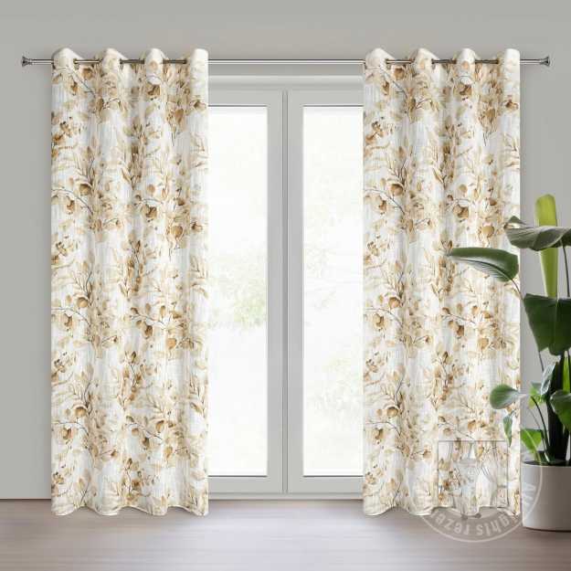 Záves ADENA na krúžkoch 140x250cm béžový/zlatý