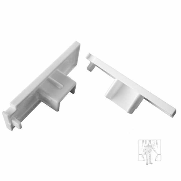 Koncovka na plastovú koľajnicu - biela, 1-drážková, 2ks