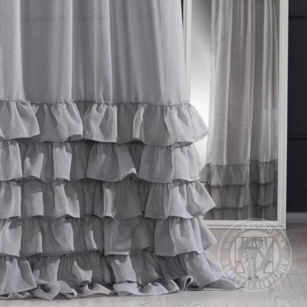 Záclona DOLLY na páske 140x250 cm oceľová