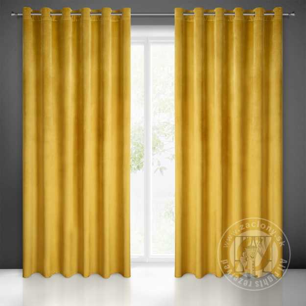 Záves MELANIE na krúžkoch horčicový 215x250cm 