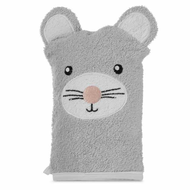 Detský uterák BABY 15x21cm strieborný s myškou