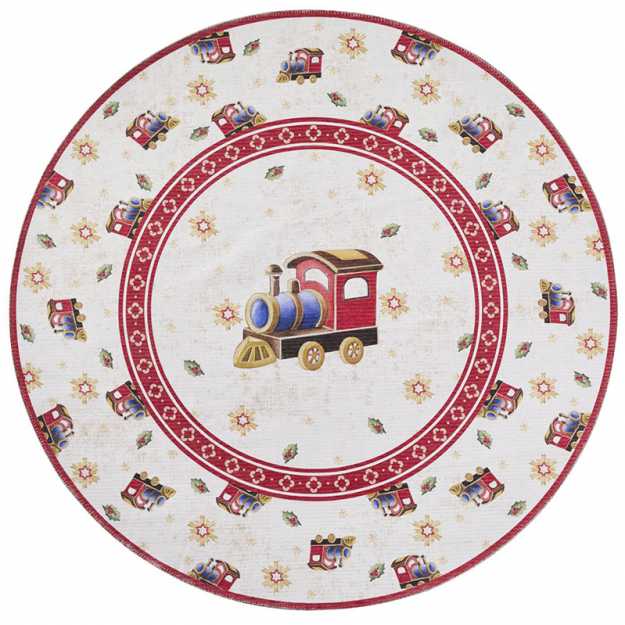 Kruhový kusový koberec Villeroy & Boch Toy`s Delight Limited Edition 106276 Cream Red, bez vlasu
