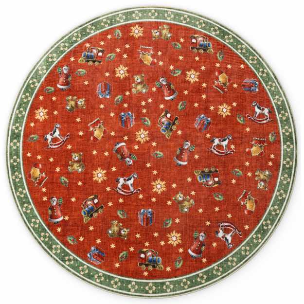 Kruhový kusový koberec Villeroy & Boch Toy`s Delight Nostalgic Noel 106499 Red Green