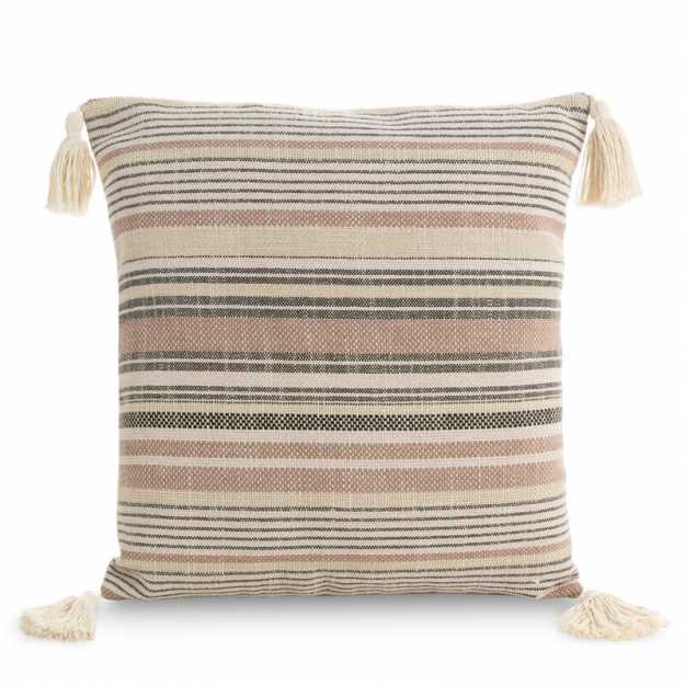 Obliečka na vankúš BOHO pruhovaná 45x45cm púdrová/sivá