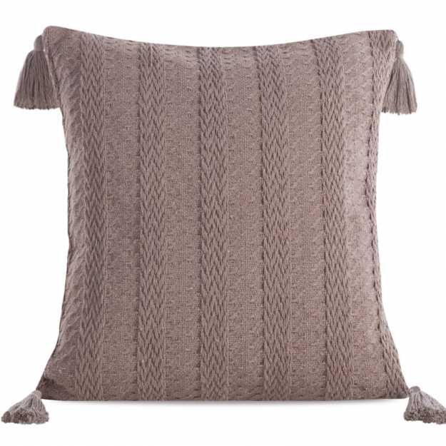Obliečka na vankúš BOHO so strapcami 45x45cm hnedá