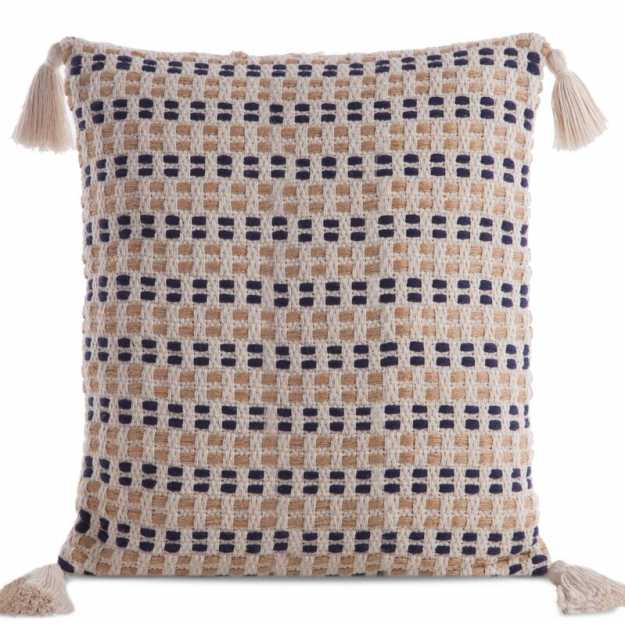 Obliečka na vankúš BOHO so strapcami 45x45cm prírodná/granátová